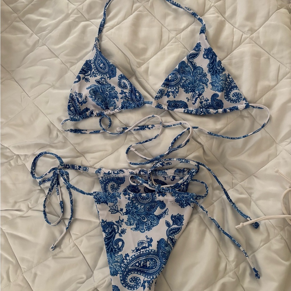 Blue Paisley Bikini Set